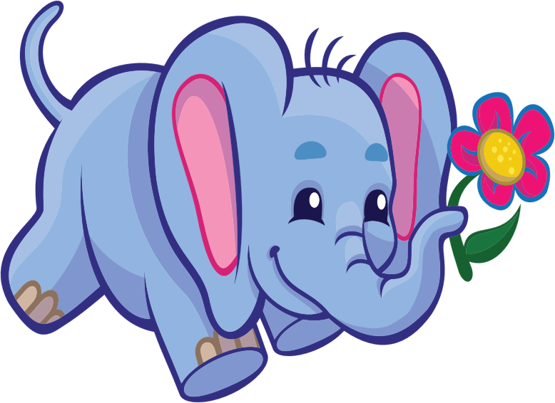 By Gdj - Cartoon Elephant Holding Flower (778x566)