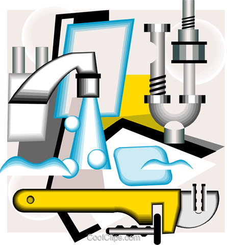 Plumbing Tools In A Neo-modern Montage Royalty Free - Plumbing Tools In A Neo-modern Montage Royalty Free (445x480)