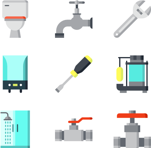 Plumber Tools And Elements - Graphic Design (600x564)