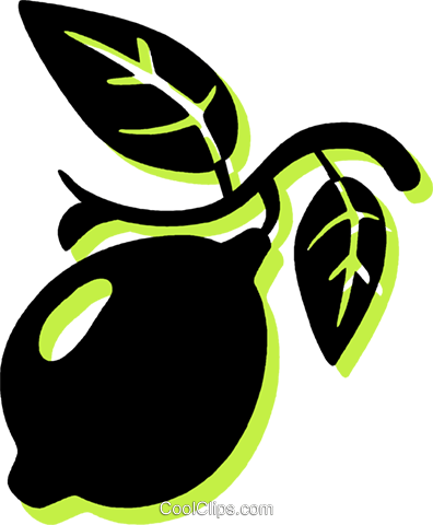 Lemon On Branch Royalty Free Vector Clip Art Illustration - Lemon On Branch Royalty Free Vector Clip Art Illustration (396x480)