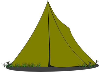 Small Green Camping Tent Clipart - Tent Cartoon Transparent Background (400x400)