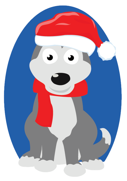 Christmas Siberian Husky - Clipart Puppys Christmas Png (499x711)