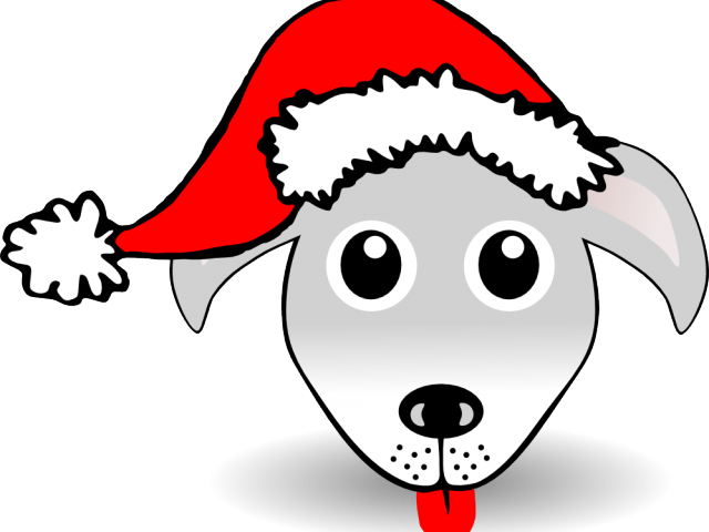 Husky Clipart Christmas - Dog With Santa Hat Drawing (640x480)