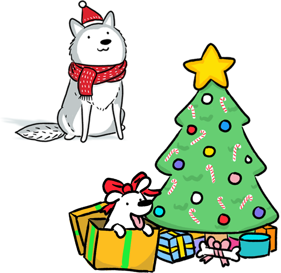 A Canine Christmas - Cartoon (1000x1000)