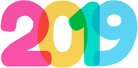 Happy New Year 2019 With Colorful Text - Graphic Design (545x270)