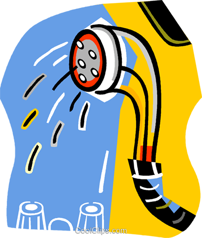 Shower Head Royalty Free Vector Clip Art Illustration - Prendre Une Douche Au Lieu D Un Bain (408x480)