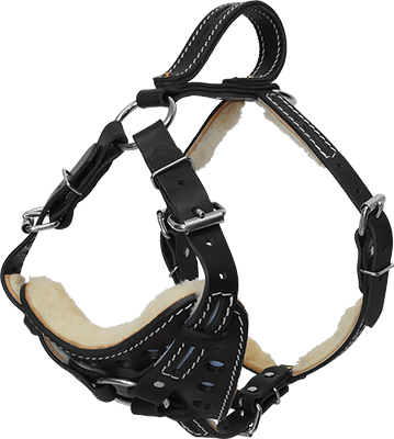 Leather Dog Harness - Sheepskin Harness For Dogs (359x400)