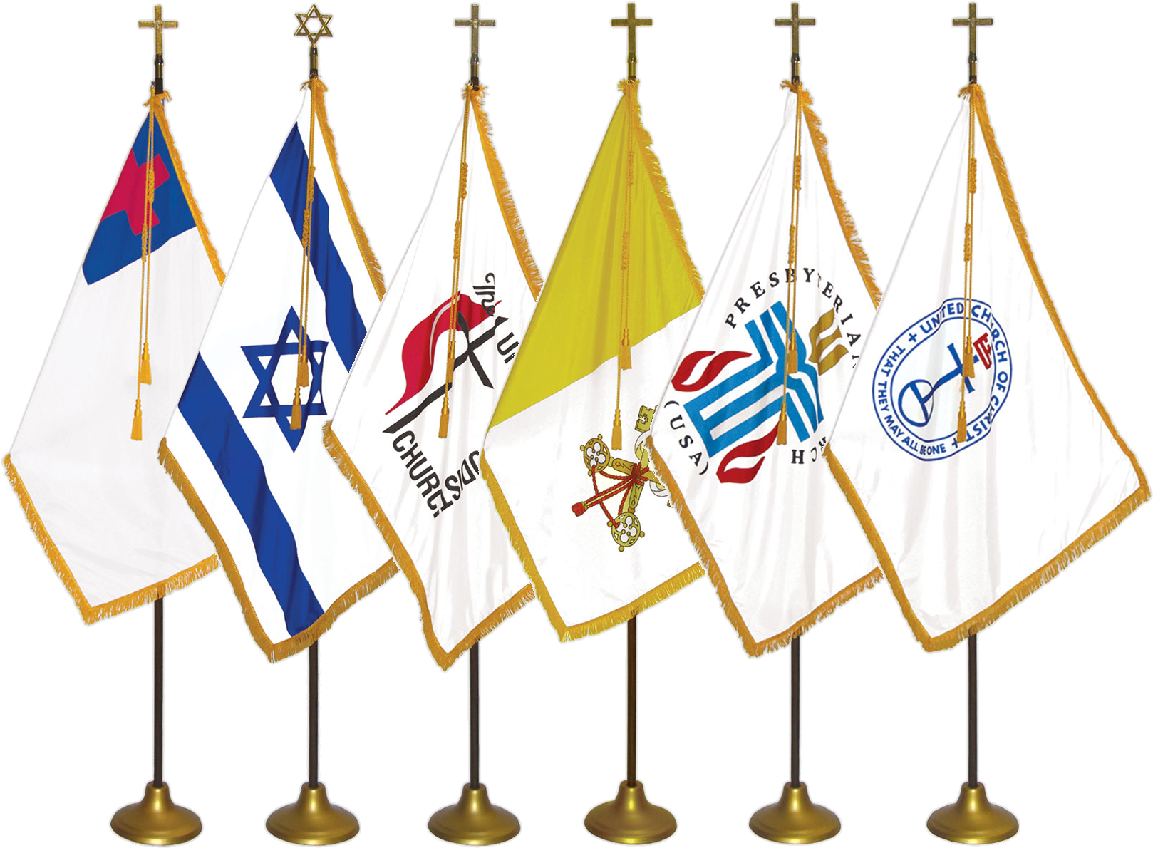 Indoor Religious Flag Sets - Presbyterian Flag W/ Gold Fringe & Pole Hem - 3x5 (1800x1250)