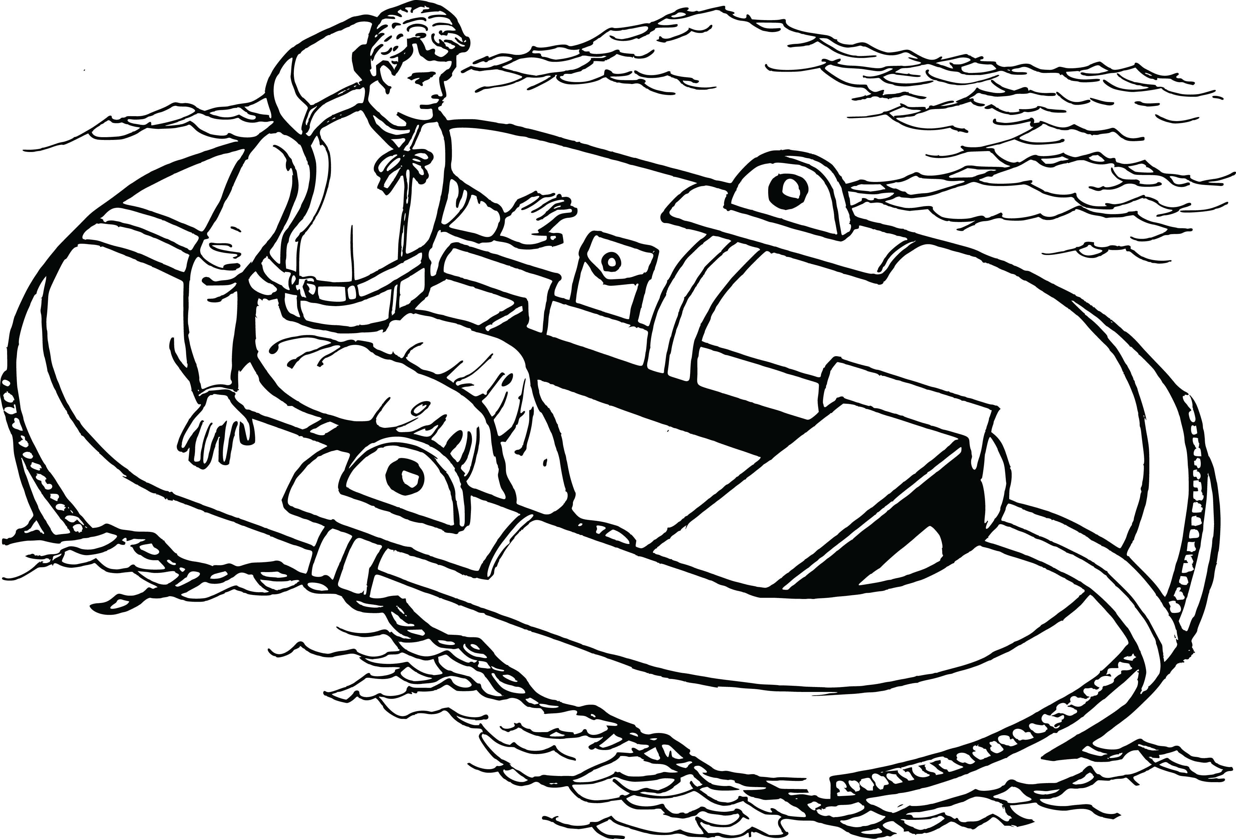 Free Clipart Of A Man In A Life Raft - Water Transportation Coloring Pages (4000x2716)