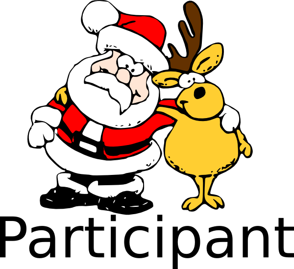 Participant Honor Clip Art - Funny Santa And Reindeer Round Ornament (600x549)