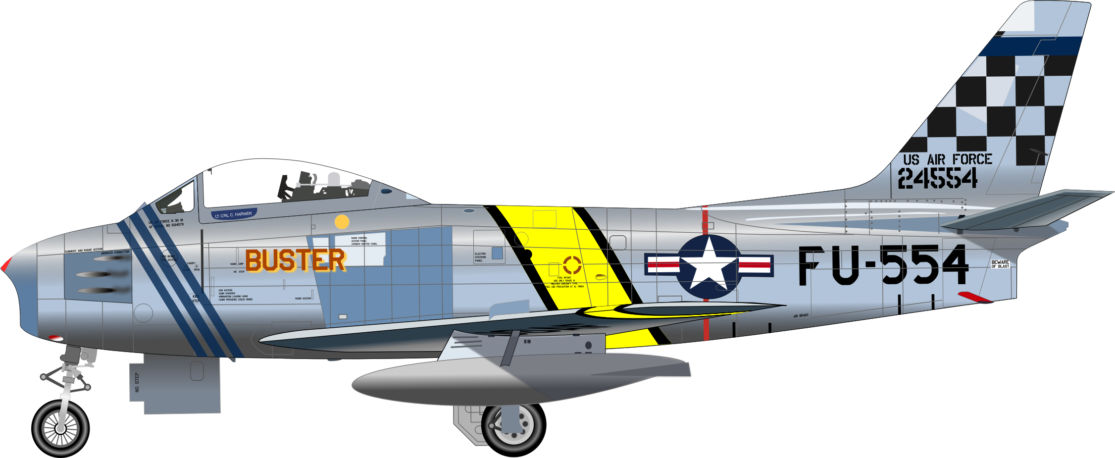 Jet Clipart Army Plane - F 86 Sabre Drawing (2252x925)