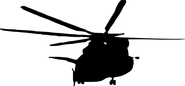 Military Silhouette Clipart - Helicopter Silhouette Png (600x278)