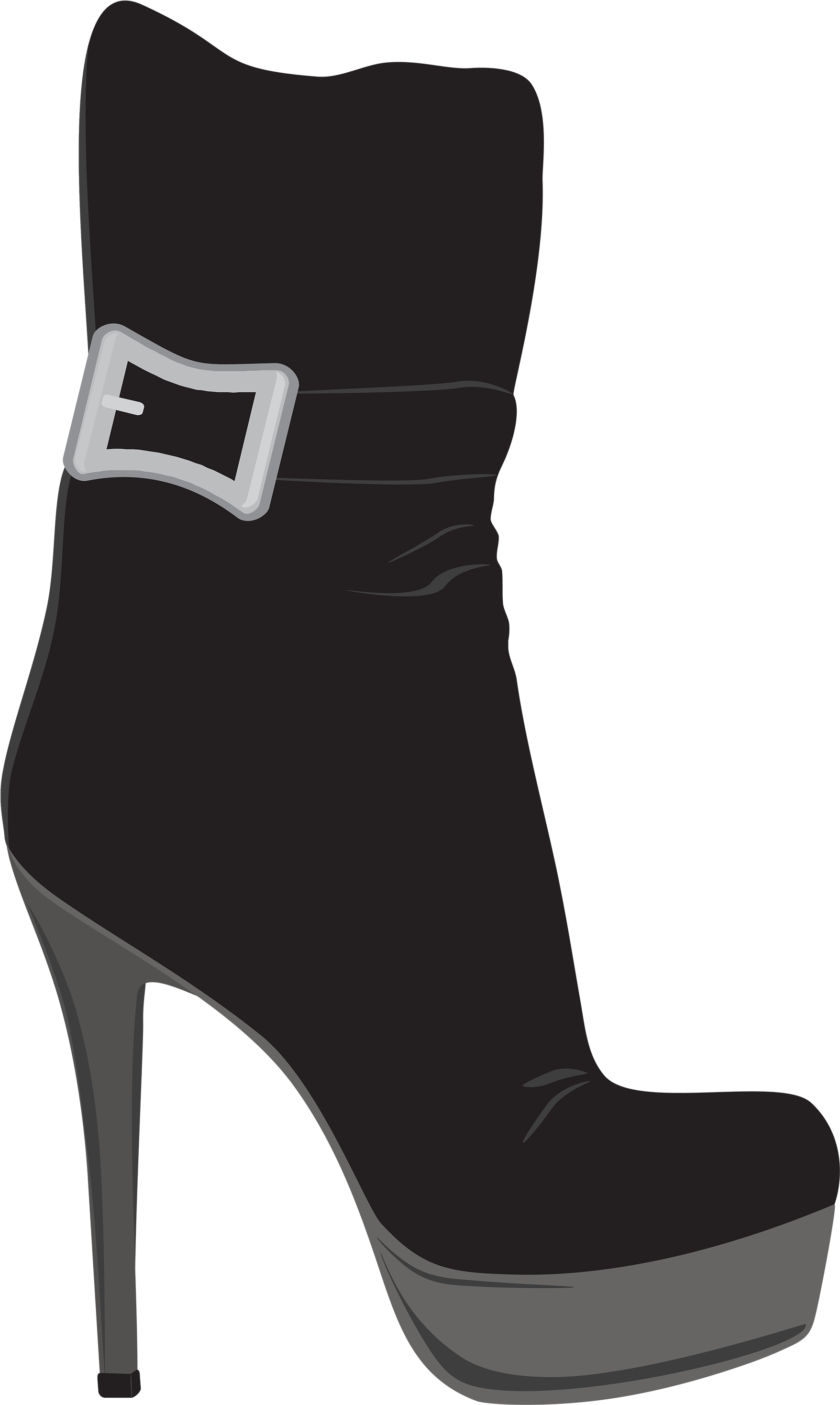 Black Female Boots Png Clipart - High Heel Boot Clipart (1793x3000)