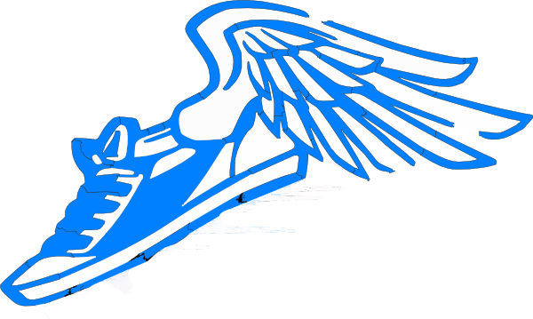 5k Clip Art Shoes Cliparts - Blue Shoe With Wings Logo (600x359)
