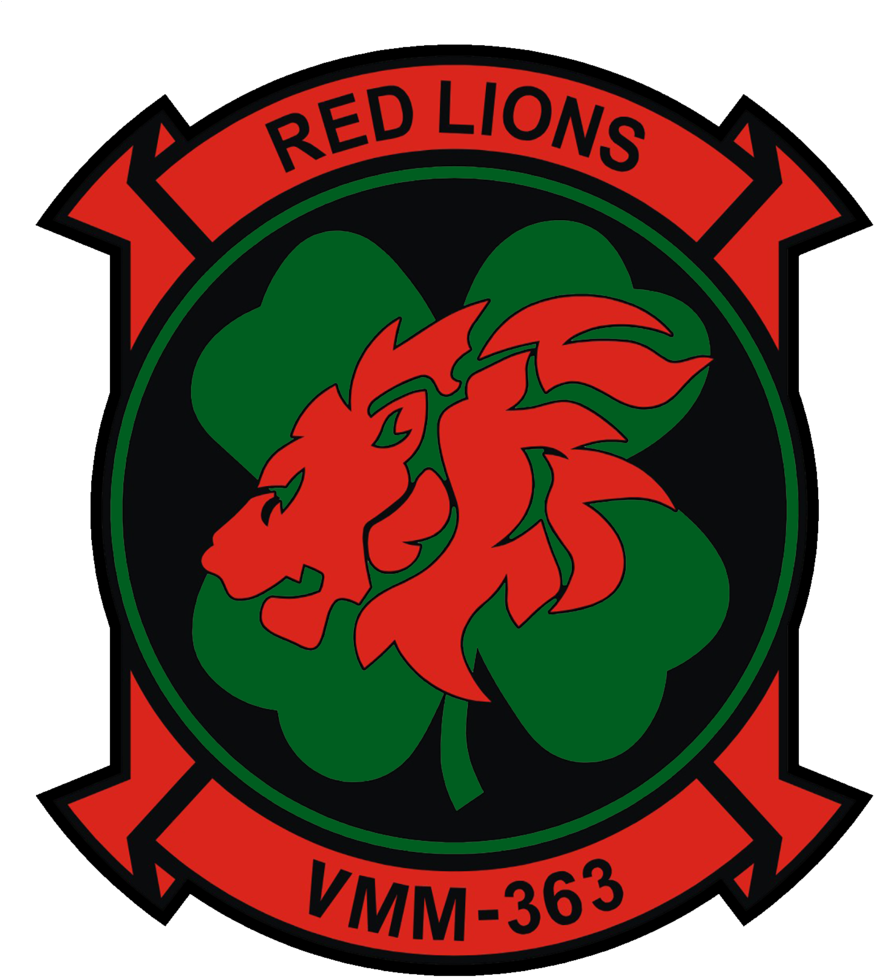 Usmc Vmm-363 Lucky Red Lions Sticker - Vmm 166 Patch (908x1024)