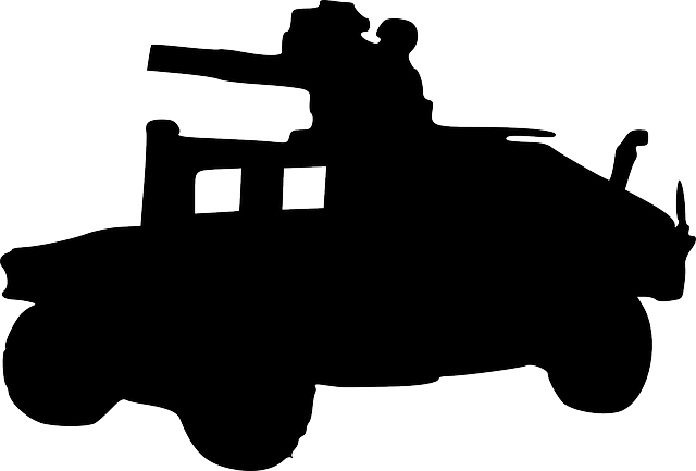 Cartoon, Hummer, Toy, Military, Army - Humvee Black And White (640x433)