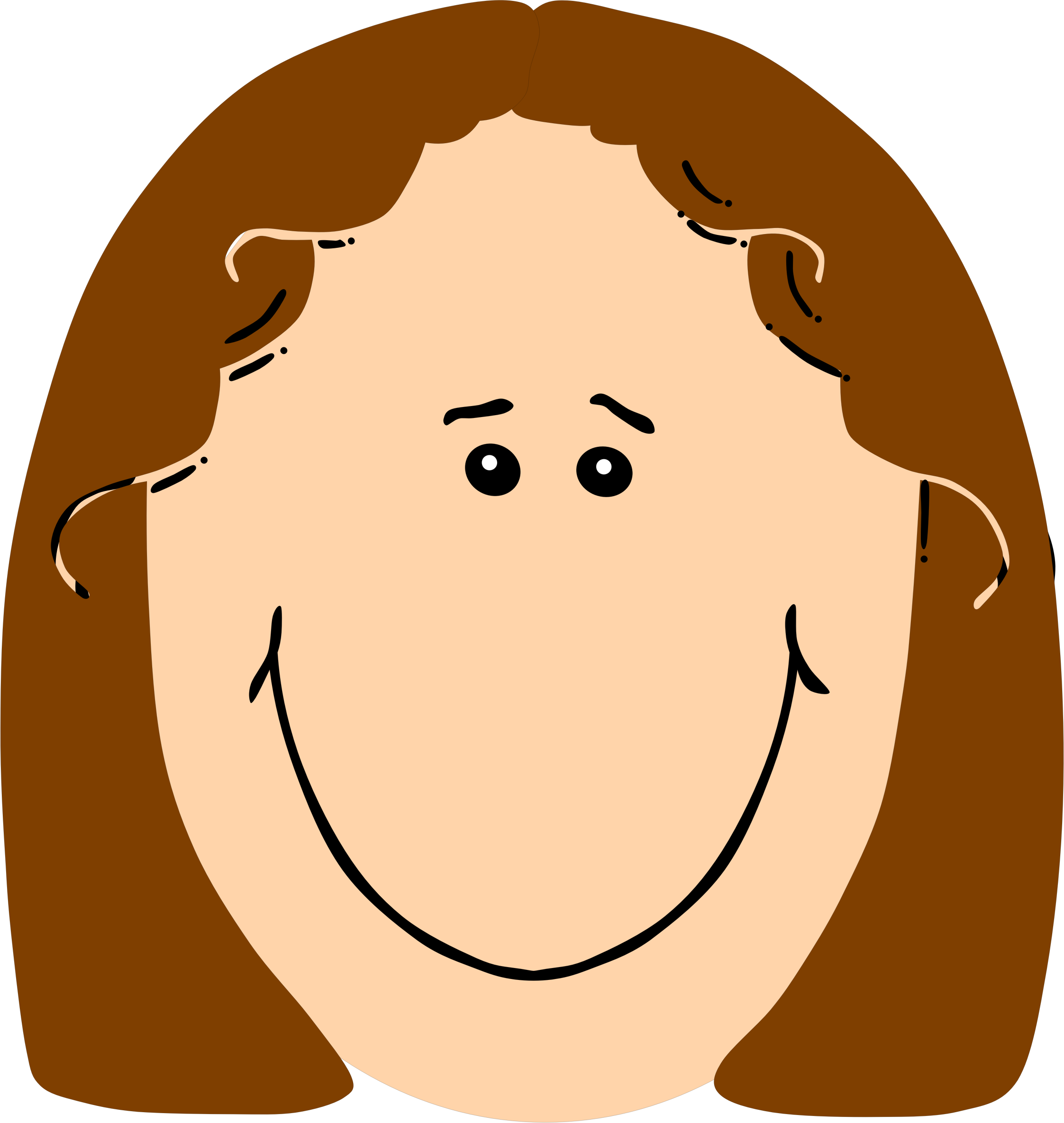 Clipart Girl Face With Brown Hair - Girl Face Cartoon (2245x2370)
