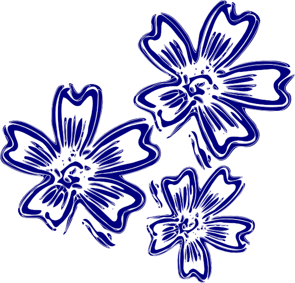 Dark Blue Flower Clipart (600x575)