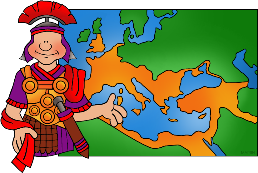 Soldier And Map - Ancient Rome Map For Kids (844x576)