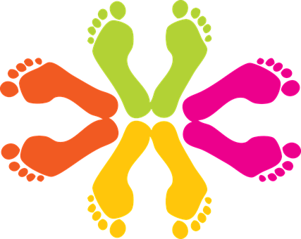 Footprints Footprint Feet Foot Toes Paint - Feet Cartoon (427x340)