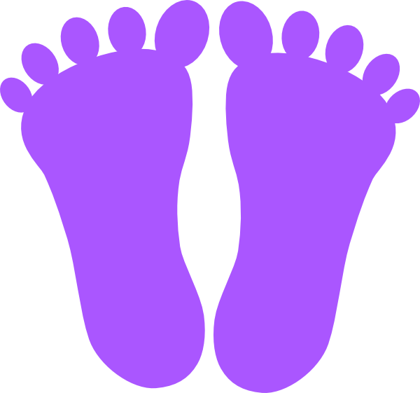Purple Footprints Clip Art - Blue Footprints (600x561)