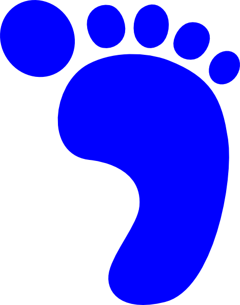 Right Blue Footprint Clip Art - Foot Print (468x595)