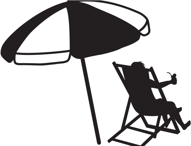 Black Vacation Cliparts - Beach Umbrella Black And White (640x480)