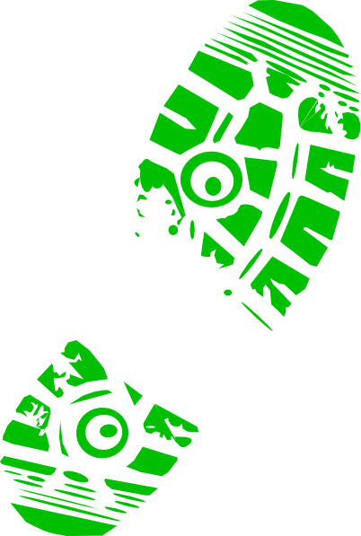 Green Running Shoe Print Clipart - Shoe Print Clip Art (402x597)