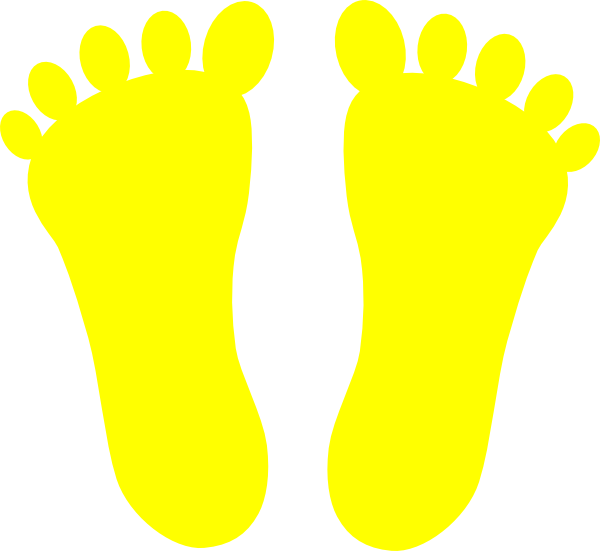 Footsteps Clipart - Yellow Foot Clipart (600x551)