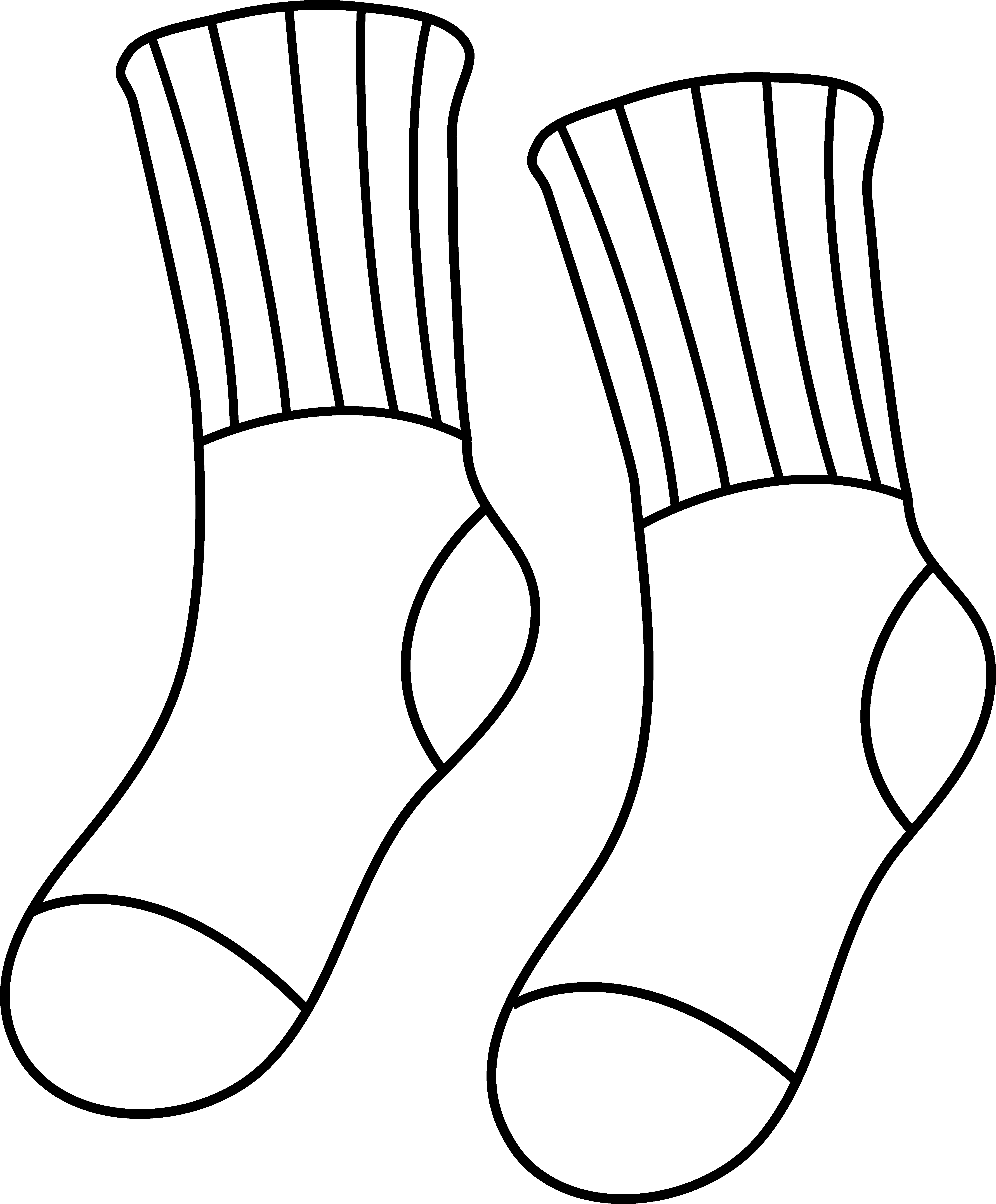 Sock Clip Art - Socks Clip Art Black And White (5554x6715)
