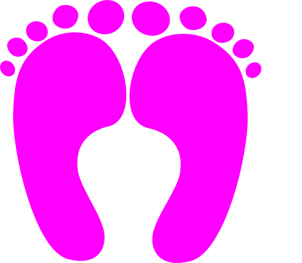 Pink Happy Feet Clip Art - Baby Foot Vektör (600x522)