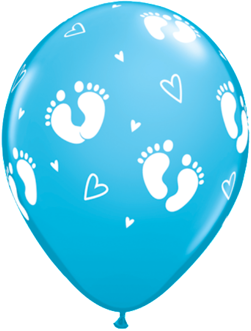 Baby Footprints Boy - Blue Baby Balloons (501x660)