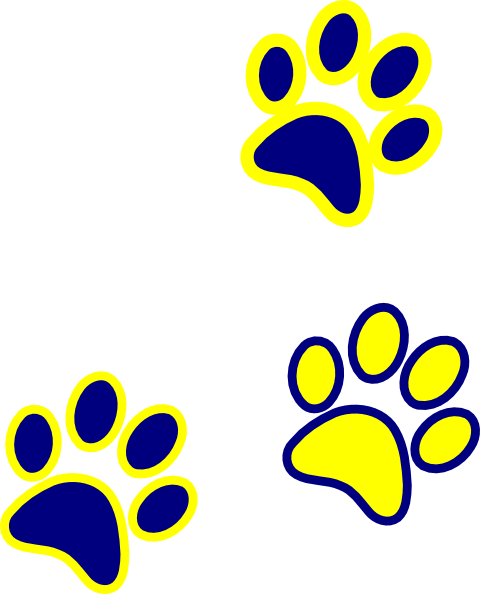 Bluegold Paw Print Clip Art - Blue And Gold Paw Prints (480x594)