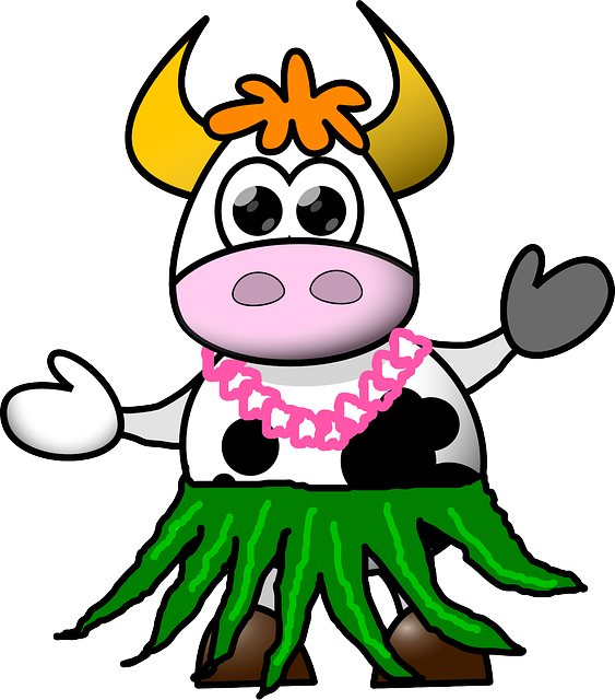 Cow In Hula Skirt (563x640)