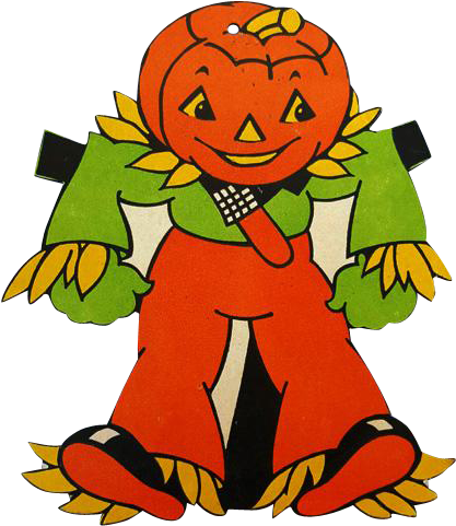 1950s Vintage Die Cut Halloween Decoration Jol Scarecrow - Scarecrow - Art Print - 12x18 Poster - 19.99 (480x480)