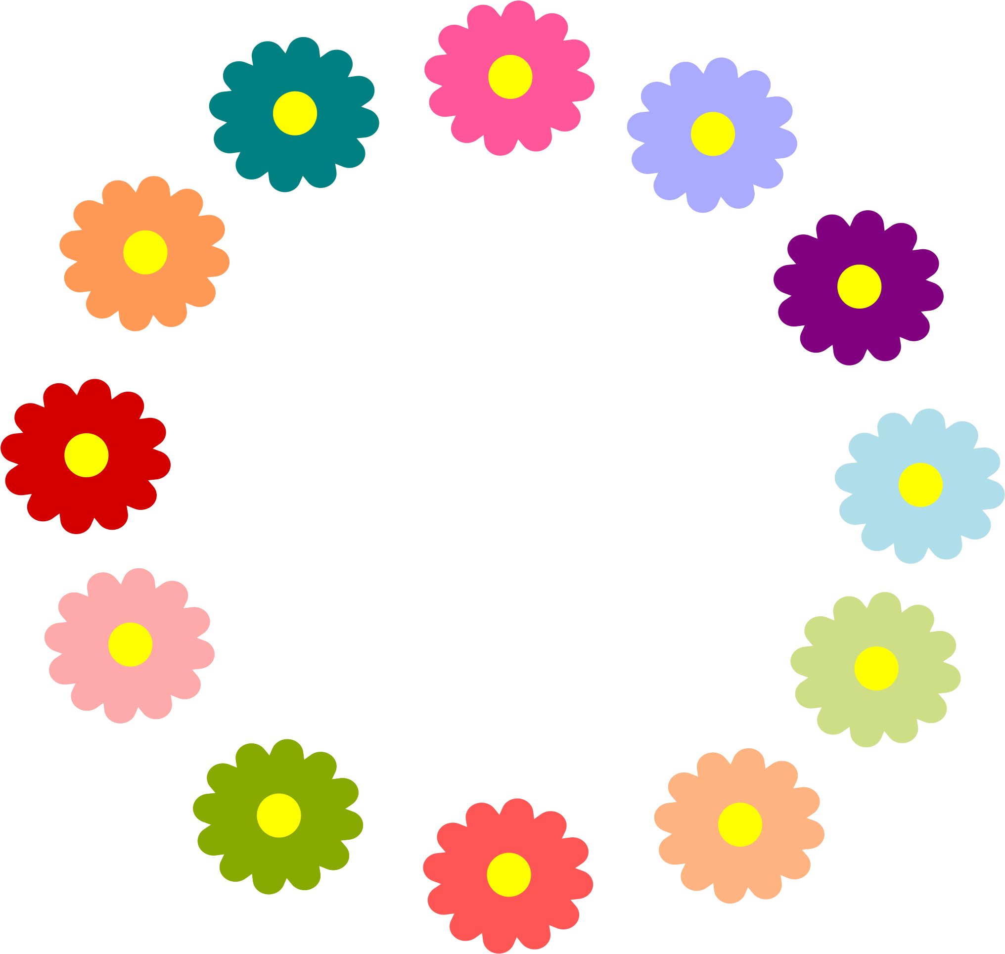 Big Image - Cartoon Flower Wreath Png (2400x3394)