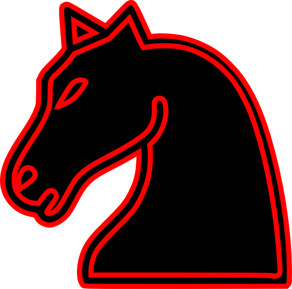 Black Knight Outlined2 Clip Art - Black And Red Chess Pieces (600x595)