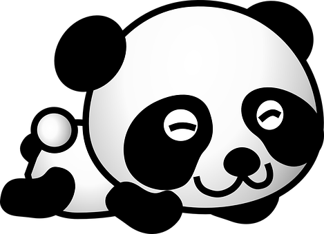 Panda Bear Cute Happy Young Animal Baby Pa - Cute Pandas Clip Art (469x340)