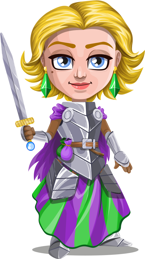 Woman Knight Warrior In Armor, Holding A Sword - Woman Knight Clipart (564x1000)