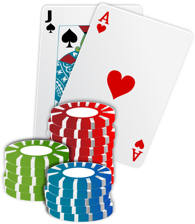 Free Black Jack - Poker Chips And Cards Clipart (704x800)