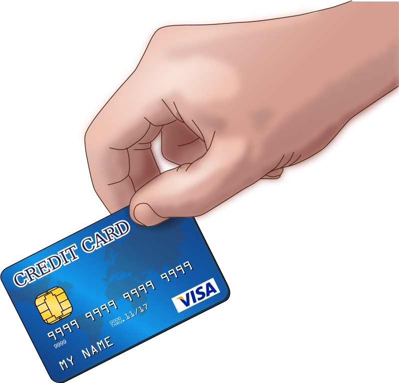 Free Paying With A Credit Card Clip Art - Credit Card On Hand (800x768)