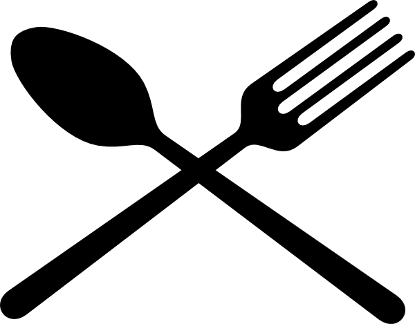 Spoon Clipart Black Png - Spoon And Fork Crossed (600x469)