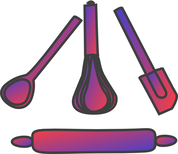 Bakery Utensils Gradient Red Blue Clip Art At Clker - Cartoon Poppy Flower (600x520)