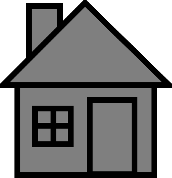 Grayhouse Clip Art - House Free Clip Art Black And White (582x600)
