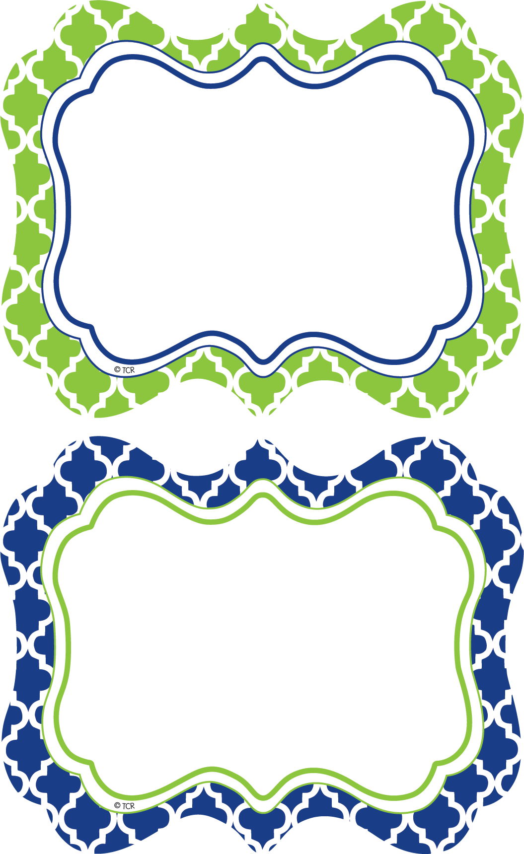 Navy & Lime Wild Moroccan Name Tags/labels - Lime And Navy Border (1055x1720)