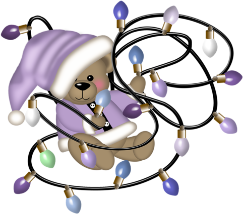 Winter Clipart, Christmas Clipart, Christmas Cards, - Cartoon Christmas Bear (500x445)