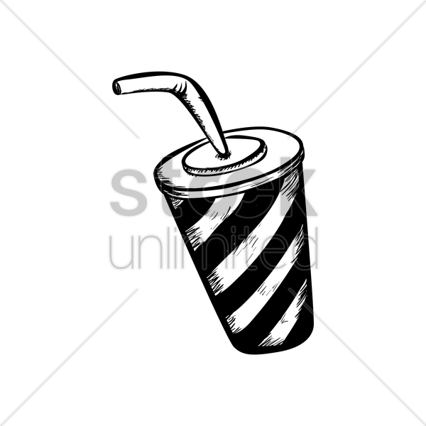 Drink Clipart Takeaway - Cup Drink Black And White Png (600x600)