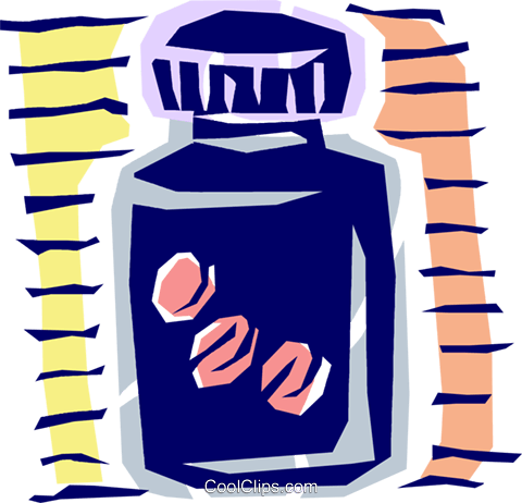 Bottle Of Pills Royalty Free Vector Clip Art Illustration - Illustration (480x462)