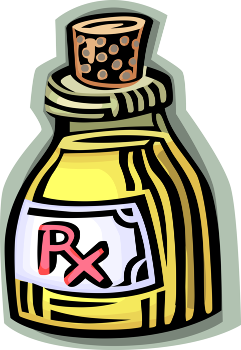 Vector Illustration Of Prescription Medicine Pill Bottle - Old Medicine Bottle Clipart (481x700)