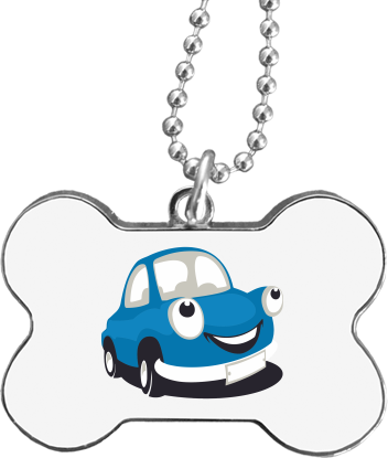 Bone Dog Tag - Cartoon Car (352x415)